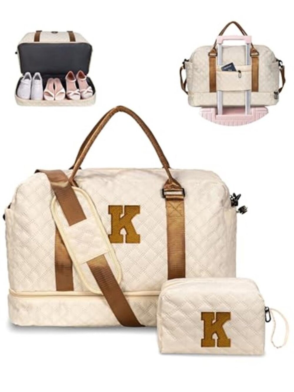 Personalized Weekender Bag Travel Duffel Carry On Shoe Compartment Cosmetic Bag
